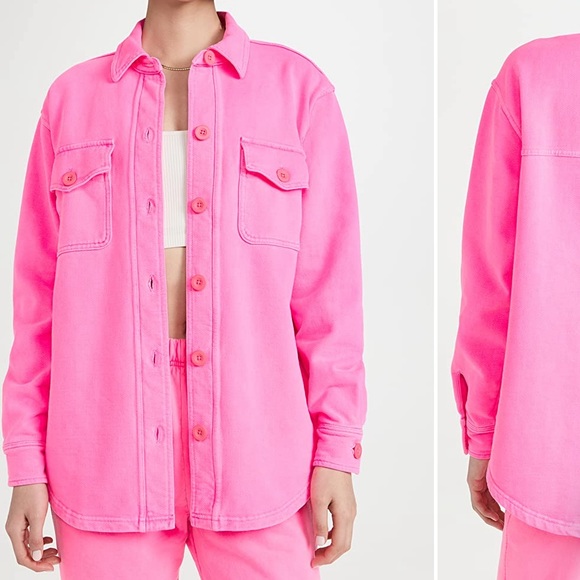 Good American Essentials Pink Fleece Shacket - Picture 2 of 4